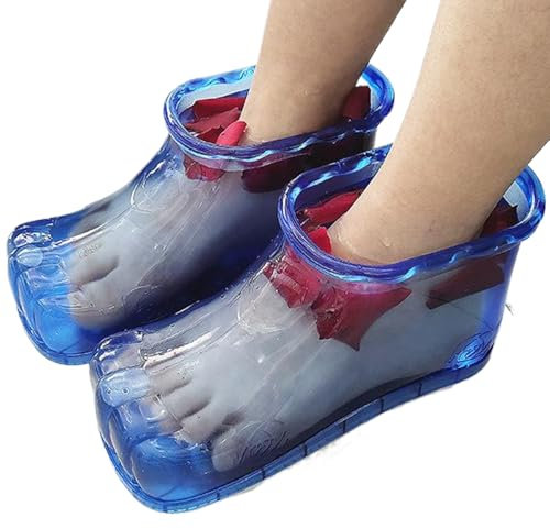 Foot Soaker Shoes 1 Pair Thermal Massage Foot Bath Shoes Water Saving Basin Leakproof ? Wearable Soaking Plastic Bath Tub for Pedicure Spa, Blue Massage F