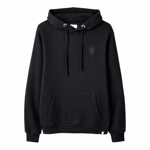 Borussia Mönchengladbach Hoodie Black Logo | Offizieller Fanartikel Fohlenshop | Schwarzer Hoodie mit gesticktem Vereinslogo | Unisex (DE/NL/SE/PL, Alphanumerisch, XXL, Regular, Regular, Schwarz)