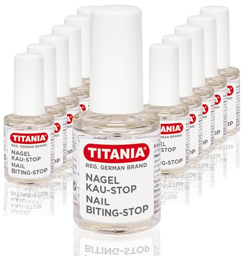 TITANIA Nagel Kau-Stop 10ml 12er • Nagellack gegen Nägelkauen • Anti Nägelkauen • Schutz gegen Fingernägelkauen • Anti Fingernagel Kauen, Transparent