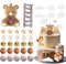 33 Stück Braun Teddybär Tortendeko, Baby Dusche Kuchen Dekorationen, Taufe Junge Tortendeko Mädchen 1 Jahr für Bär Baby Dusche Kuchen Dekor Babyshower Geburtstag Party