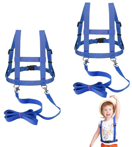 2 Stück Pferdeleine zum Spielen für Kinder, Pferdegeschirr für Kinder zum Spielen, Pferdeleine Spielzeug Größenverstellbare für Skifahren, Rollenspiele, Outdoor (Blau)