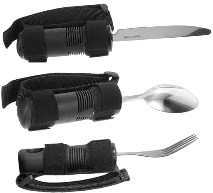 ERINGOGO Ustensiles Adaptatifs Anti-tremblements avec Manches Larges Ergonomiques Set Cuillère Fourchette Couteau pour Mobilité Réduite Arthrite et Rééducation Neurologique