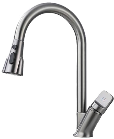 TYMYW Wasserhahn Küche Ausziehbar, Küchenarmatur mit Brause 3 Modi 360° Schwenkbar Armatur Küche Einhebel Mischbatterie,Grau