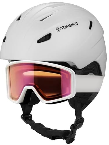 ERYUE Skihelm-Brillen-Set für Herren, Damen, Teenager – Schlagfeste Snowboard-Helmbrille – Warme Wintersportausrüstung – Schwarz/Weiß, M/L (M)