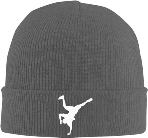 KWQDOZF Breakdance-Strickmütze für Erwachsene, Wintermütze, warm, Totenkopfmütze - Schwarz