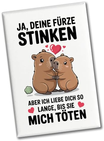 Capybara Pärchen Souvenir Souvenir Magnet - Ja, Deine Fürze STINKEN Lustiger Souvenir Magnet mit Spruch für Tierfreunde Valentinstag
