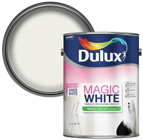 DRW Pure Brilliant White Magic Silk Emulsion Paint 5L | Interior Wall and Ceiling Paint | Colour Changing Application Technology | Smooth Matt Finish for Living Room Bedroom Hallway