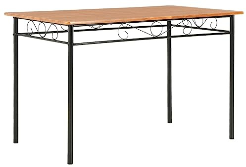 Zentexion Mesa de comedor marrón 120 x 70 x 75 cm rectangular de MDF y acero para comedor, cocina, salón, estable, duradera, con diseño extensible y extensible para familias e invitados