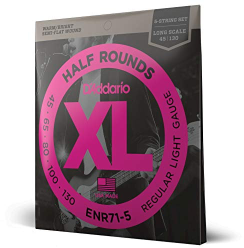 D'Addario E Bass Gitarrensaiten | Saiten E Bass | Bassgitarre Saiten | E Bass Strings | Bass Guitar Strings | ENR71-5 Bass 5-Saiter XL Nickel Saitensatz 0,11 cm - 0,33 cm (.045 .130 Zoll)