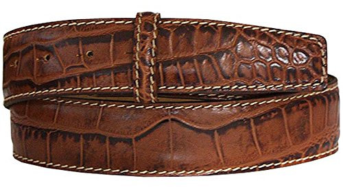 LORD OF LABEL Gürtelband Kroko geprägt TabakE 100 cm, mit Druckknöpfen