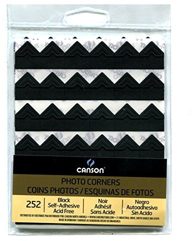 Canson Self Adhesive Photo Corners, Peel-Off Archival Quality, Black, 252-Pack (100510395)