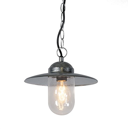 Qazqa Landhaus außen Pendelleuchte, Pendellampe für den Garten - Munich - Grau, max. 60W, Geeignet für LED, 26cm, IP44, Rund