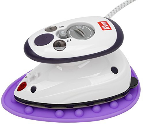 Prym Mini Steam Iron with SEMPLIX Silicone Tray, Small Light Steam Iron for Travel and Home, purple