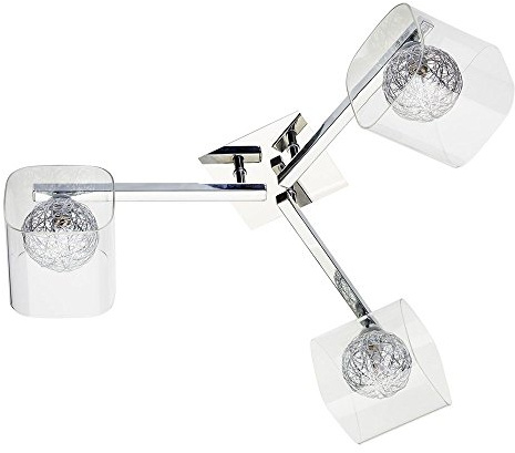 LITECRAFT Verona Semi Flush Ceiling Light, Polished Chrome | 3 Light, Wire Ball, Clear Glass