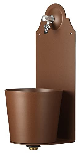 Belfer 42PRX Fontana a Parete con Vaschetta in Acciaio e Rubinetto in Ottone Cromato Colore Ruggine