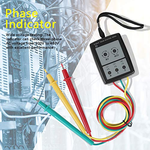 SP8030 Indicatore Rotazione Fase,200V-480V CA Trifase 20Hz~400Hz Digitale LED Tester Fasi Misuratore Della Sequenza Fasi Con Clip A Coccodrillo Controllare La Sequenza Delle Fasi Buzzer