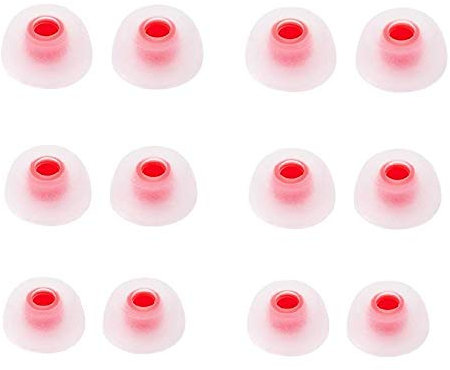 BLLQ 12 PCS Replacement Ear Gels Ear Buds Tips Eargels Compatible with Jabra Elite Active 65t Earbuds/Jabra Elite 65t Earbuds / 75t Earbuds, S/M/L 3 Size 6 Pairs, White-Red 65t Tips
