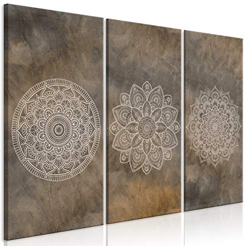 decomonkey Bilder Mandala 120x80 cm 3 Teilig Wandbild Groß Leinwandbild XXL Deko Wohnzimmer Schlafzimmer Büro Wanddeko Leinwand Pictures For Wall Poster Wall Painting Abstrakt Orient Ornament
