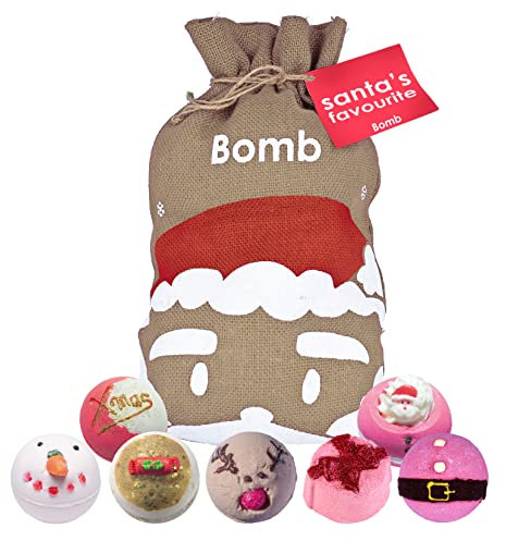 Bomb Cosmetics Handgefertigter Sackleinensack, Bade-Blaster, Geschenkpackung, enthält 7 Stück, je 160 g, Rot