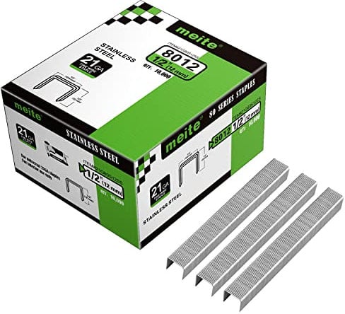 meite 8012SS Typ 80 Polsterklammern für Heftpistole 12mm Länge Edelstahl Klammern für Teppich, Arbeitsbox, Kabel, Schuppen, Zaun (10.000 Stück)