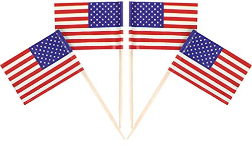 QQSD Lot de 100 cure-dents en forme de drapeau américain pour cupcakes et cupcakes