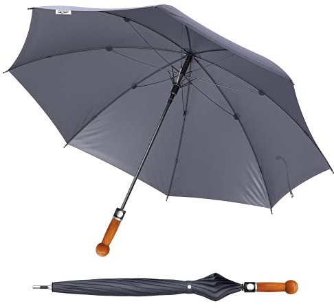 Sicherheitsschirm inkl. Videokurs | Verteidigungs XXL Abwehr Regenschirm | Selbstverteidigung (Knauf Mahagoni, 103cm)