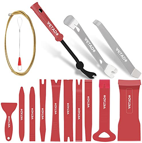 Wetado Auto Trim Removal Tools Kit, 15Pcs Car Panel Removal Tool Interior Trim Kit Fastener Rivet Remover Plastic Pry Tool Set - Removal of Car Door Panels, Fasteners, Molding, Dashboards, Wheel Hubs