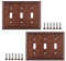 Pack of 2 Wall Plate Outlet Switch Covers by SleekLighting | Decorative Zinc Cast Sponged Copper| Variety of Styles: Rocker/Receptacle/Toggle / & Combo | Size: 3 Toggle