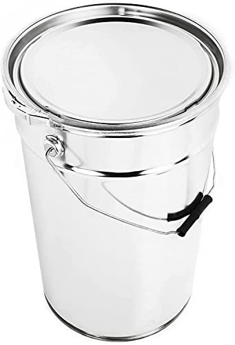BenBow Cubo de hojalata de 4X 25 L con Tapa y Anillo de sujeción - hermético, Opaco, vacío, Redondo - contenedor de Almacenamiento con asa de Metal