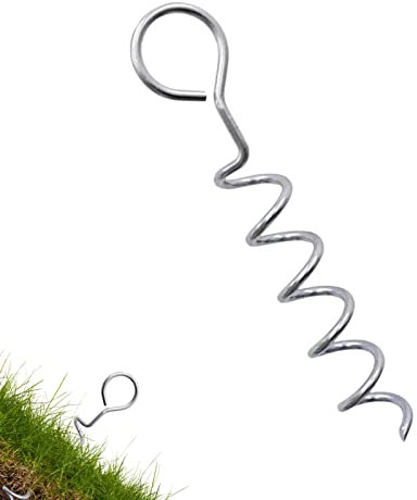 Niktule Trampoline Parts? 4 Pieces Trampoline Stakes Anchors? Heavy Duty with Corkscrew Shap Trampoline kit Galvanized Wind Stakes with 4 Strong Belt