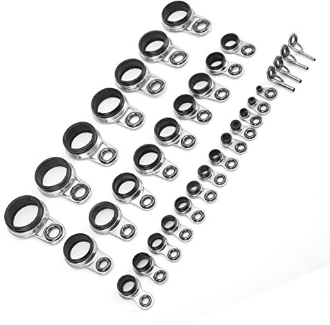 33Pcs Fishing Rod Guides Kit Rod Eye Replacement Kit Raft Line Ring Fishing Rod Building Repair Parts Teleskop Surf Casting Rod Guides Tip Tops Repair Kit