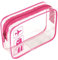 Clear Travel Toiletry Bag TSA Approved Quart Size Travel Bag Airport Security Carry On Liquid Bag Cosmetic Pouch Shower Bag Transparent Toiletries Bags (Pink