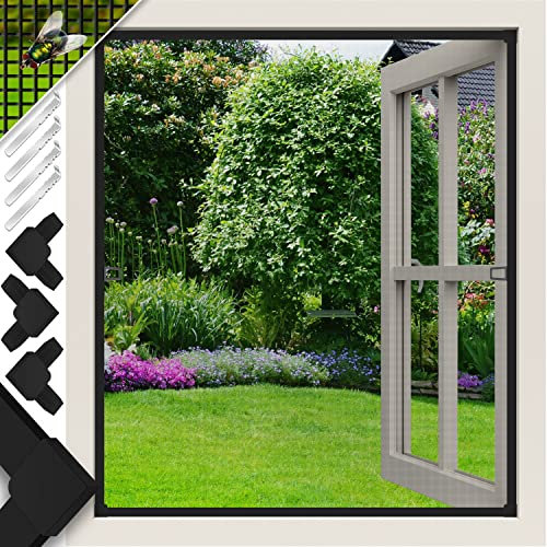 KESSER® Zanzariera per finestre con telaio in alluminio Zanzariera, Protezione dagli insetti, Zanzariera, Rete contro le zanzare, telaio di fissaggio, senza foratura e viti, 120 x 140 cm, Antracite