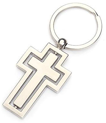 Porte-clés en métal avec pendentif rotatif pour voiture, religion chrétienne, bijou tendance, Conforme à l'image