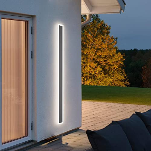 Klighten LED Lange Wandleuchte Außen, 150CM/45W Außenwandleuchte Außenlampe, Dunkelgrau Wandleuchten Innen, IP54 Aussenleuchte Eisen Acryl, Wandlampe für Terasse, Natürliches Licht 4500K