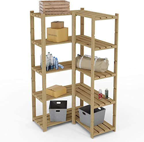 Lenmar Serie B Holzregal, Kiefer, Holz, Hellbeige, B-20 170 x 80 x 40 cm, 5 Böden, Bücherregal, Holzregal, Standregal, Wandregal, Regal mit 5 Böden, Büroregal, für Wohnzimmer, Lagerregal