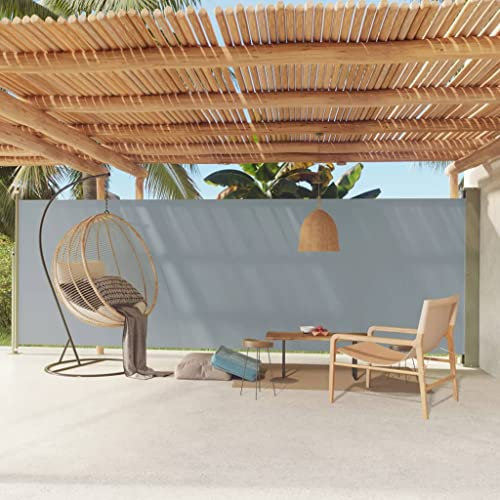 puraday 180x600 cm Seitenmarkise Ausziehbar Grau Terrassen-Sichtschutz Balkon Seitenwand Stilvolle Seitenmarkise Wind- Und Sonnenschutz Sichtschutz Und Einfache Installation