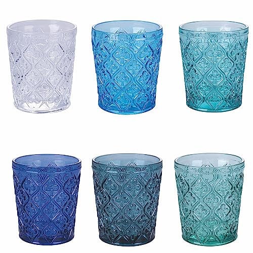 Villa d'Este Home Tivoli 5914026 Marrakech Ocean Wasserglas, geprägte Oberfläche, 325ml Kapazität, 6 Stück