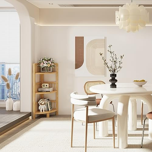 Dripex Étagère d'angle en bambou, revêtement en vernis, stable et durable, meuble d'angle pour toutes les pièces, 30 x 30 x 89 cm