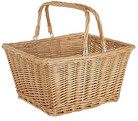 Wicker Bike Basket Square Shape Shopping Basket Quick Release Bracket With Handles 12 Litre