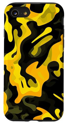 Hülle für iPhone SE (2020) / 7 / 8 Militär Camouflage Tarnmuster schwarz und gelb Camo Muster