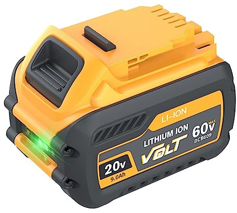 BATTOOL Batteria di ricambio 9000 mAh per Dewalt DCB609 DCB606 DCB612 DCB184 DCB546, adatta per utensili elettrici wireless Dewalt 20 V/60 V