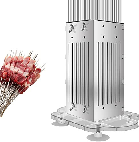 49 Holes Barbecue Meat Skewer Maker, Kebab Maker Box Stainless Steel Kebab with 100 Sticks, Kitchen Tool for BBQ Making Kebabs Kit