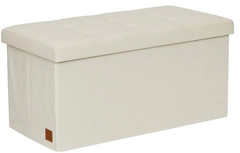 Love IT Store IT Premium Sitzbank mit Stauraum - Sitztruhe aus Stoff für Schlafzimmer und Flur - Verstärkt mit Holz - Bequem und stabil - Beige - 76x38x38 cm
