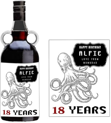 Personalised Customised Bottle Label Sticker for Kraken Rum Bottle Label Sticker for Birthday Xmas Anniversary