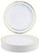 MATANA 200 Premium White Plastic Dessert Plates with Gold Rim, 19cm / 7 Inch – Elegant & Reusable Side Plates for Weddings, Birthdays, BBQ, Picnic, Parties