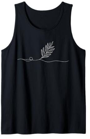 One Line Art Drawing Yew Leaf Tank Top