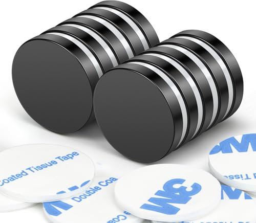 Wukong Black Strong Magnets, 20x4 mm | 10 Pack Heavy Duty Round Magnets for Fridge, Crafts, Pin Board, Notice Board, Office Crafts