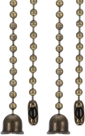 PATIKIL 1M 3.3ft Ceiling Fan Pull Chain, 2 Pcs Beaded Pulls Cord Extender Flower Pendant for Fan Light Chandelier Table Lamp Pulling Switch, Bronze