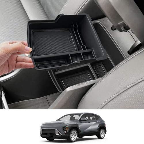 CDEFG Compatible with Hyundai Kona Electric SX2 2024 Centre Console Armrest Storage Box Double Layer Storage Car Centre Console Organiser Tray Kona EV 2024 Accessories Pack of 2 (Electric EV)